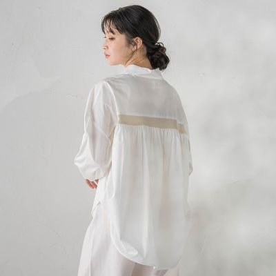 ＜Droite lautreamont (Women)＞コーマコットンバックテープブラウス