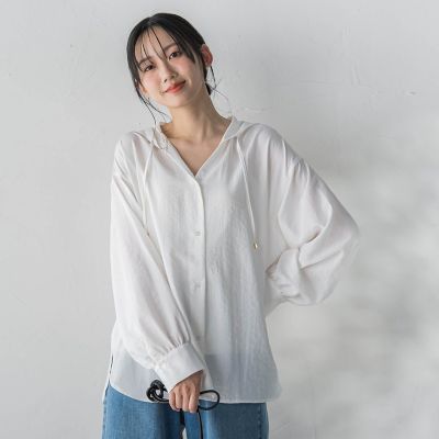 ナチュラルエアータンブラーフード付きブラウス | Droite lautreamont