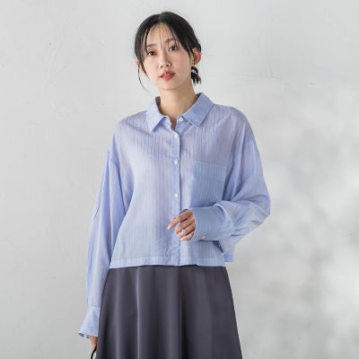 再生繊維（セルロース） DOBBY STRIPEシャツ | Droite