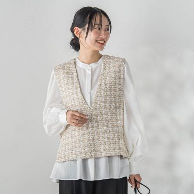 カミュツィードベストブラウス | Droite lautreamont (Women 