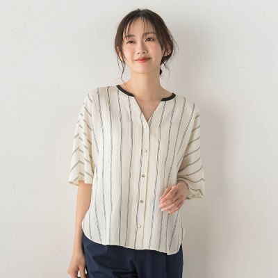 ＜Droite lautreamont (Women)＞ドビーストライプブラウス