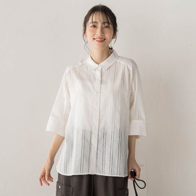 ＜Droite lautreamont (Women)＞【ＷＥＢ限定】Ｔ／Ｃストライプブラウス
