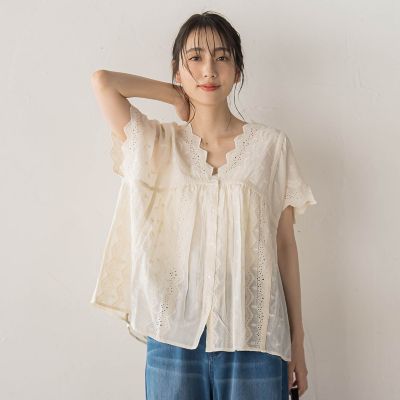 刺繍ハシゴレースブラウス | Droite lautreamont (Women)/ドロワット