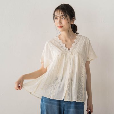 刺繍ハシゴレースブラウス | Droite lautreamont (Women)/ドロワット