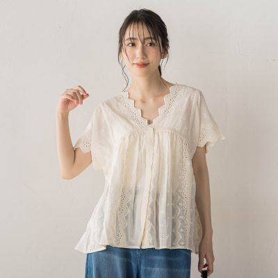 刺繍ハシゴレースブラウス | Droite lautreamont (Women)/ドロワット
