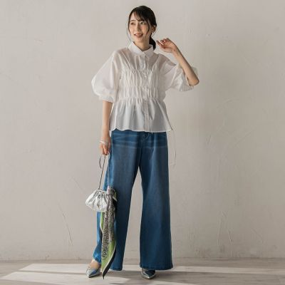 WEB限定】シャーリングパフスリーブブラウス | Droite lautreamont