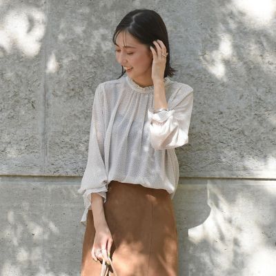 ＜Droite lautreamont (Women)＞【ＷＥＢ限定】２ＷＡＹシフォンドットギャザーブラウス