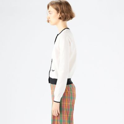 caban ファインポリエステルクルーネックカーディガン