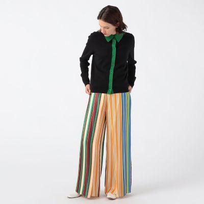 cabanコットンカシミヤバイカラーポロカーディガン