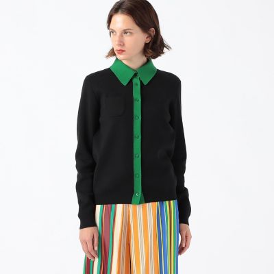 CABaN コットンカシミヤ バイカラーポロカーディガン | CABaN  