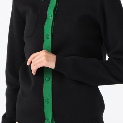 ＣＡＢａＮ コットンカシミヤ バイカラーポロカーディガン の通販