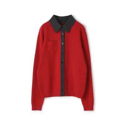 CABaN コットンカシミヤ バイカラー ポロカーディガン