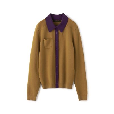 CABaN コットンカシミヤ バイカラーポロカーディガン 