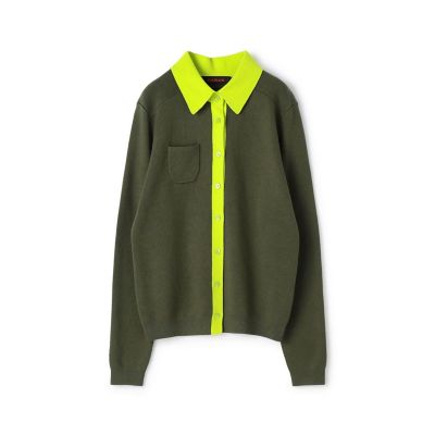 CABaN コットンカシミヤ バイカラーポロカーディガン 