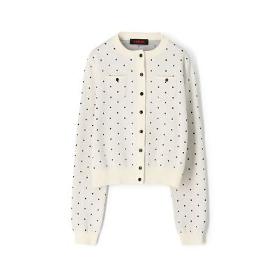ＣＡＢａＮ　コットンカシミヤ　ドットジャカードクルーネックカーディガン