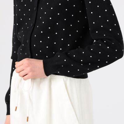 ＣＡＢａＮ　コットンカシミヤ　ドットジャカードクルーネックカーディガン