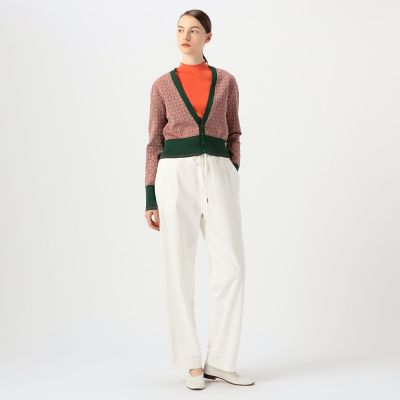 ＣＡＢａＮ コットンポリエステル スクエアジャカードＶネック