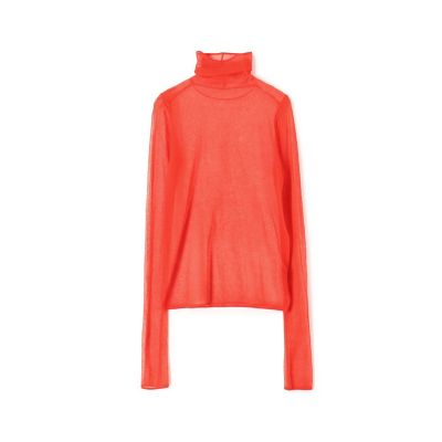 Cabanコットンナイロンシアータートルネックオレンジ コットンナイロン シアータートルネックプルオーバー | CABaN