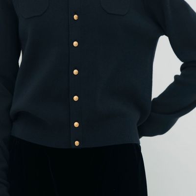 コットンカシミヤ レースコンビポケットカーディガン | CABaN/キャバン