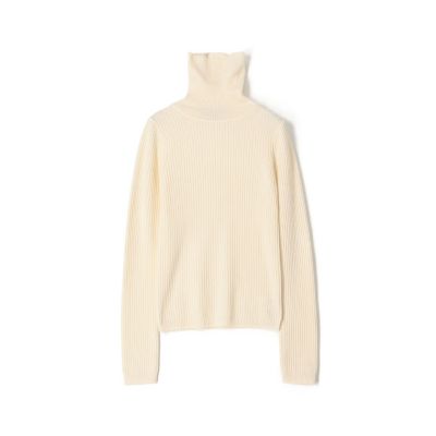 Drawer - Drawer ウールカシミヤリブタートルニット ホワイト CABaN ウールコットンカシミヤ リブ タートルニットプル