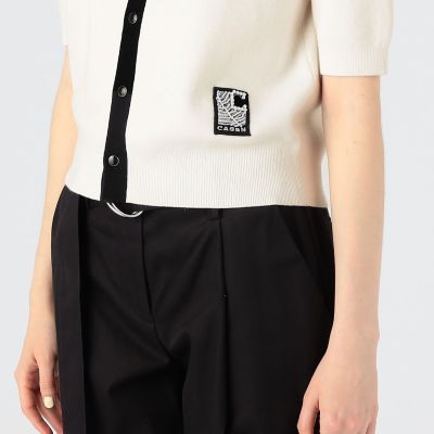 ＣＡＢａＮ　コットンカシミヤ　バイカラーハーフスリーブカーディガン