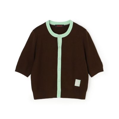 美品 CABaN コットンカシミヤバイカラーハーフスリーブカーディガン コットンカシミヤ バイカラーハーフスリーブカーディガン | CABaN