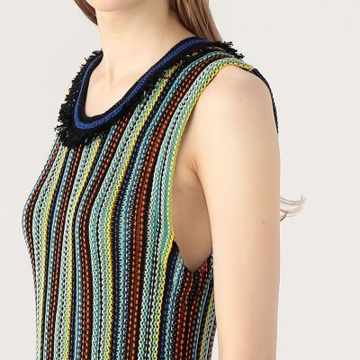 MAX&Co. ストライプニットワンピース LIP SERVICE（リップサービス）｜ フロントZIPバイカラーニット