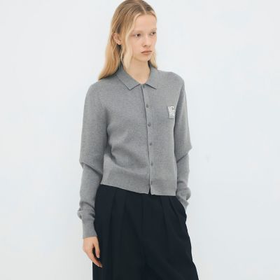 コットンカシミヤ パールロゴポロカーディガン | CABaN/キャバン