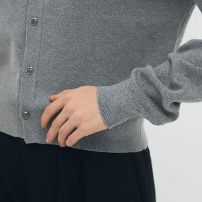 コットンカシミヤ パールロゴポロカーディガン | CABaN/キャバン