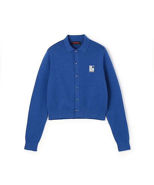 CABaN コットンカシミヤ パールロゴポロカーディガン CABaN コットンカシミヤ パールロゴポロカーディガン