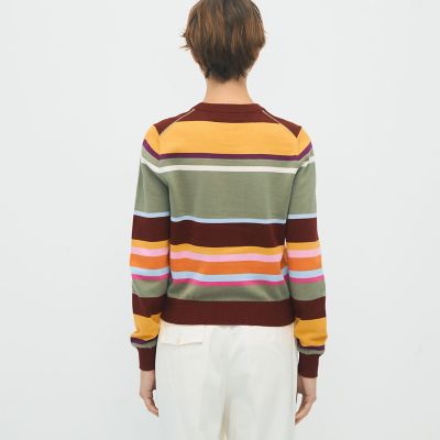 CABaN キャバン コットンナイロン マルチボーダー ニット カットソー L CABaN コットン マルチボーダー クルーネックプルオーバー