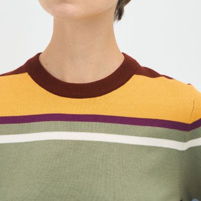 コットンカシミヤ マルチボーダークルーネックプルオーバー