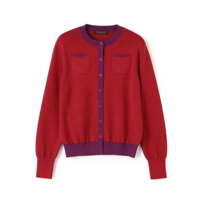 美品✨ キャバン コットンカシミヤ バイカラー クルーネック カーディガン F コットンカシミヤ バイカラークルーネックカーディガン | CABaN