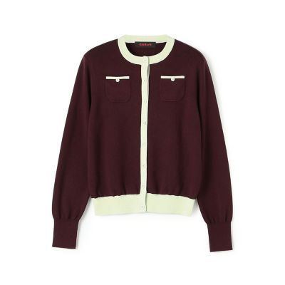 美品✨ キャバン コットンカシミヤ バイカラー クルーネック カーディガン F コットンカシミヤ バイカラークルーネックカーディガン | CABaN