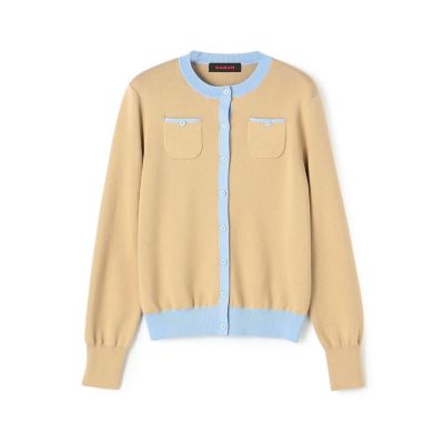 CABaNキャバン カシミヤ混バイカラーカーディガン　Lサイズ CABaN カーディガン コットンカシミヤ バイカラークルーネック