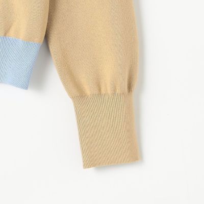 新品未使用CABaN コットンカシミヤ バイカラークルーネックカーディガン CABaN カーディガン コットンカシミヤ バイカラークルーネック