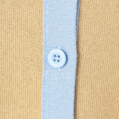 コットンカシミヤ バイカラークルーネックカーディガン | CABaN