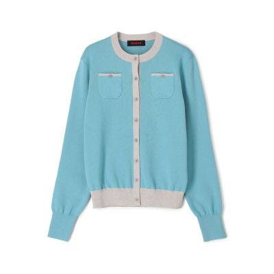 コットンカシミヤ バイカラークルーネックカーディガン | CABaN