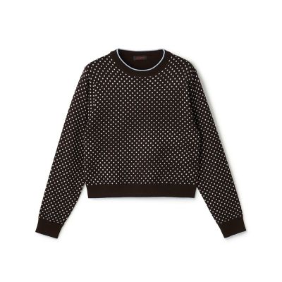 ＜CABaN＞コットンカシミヤ　ドットジャカードクルーネックプルオーバー