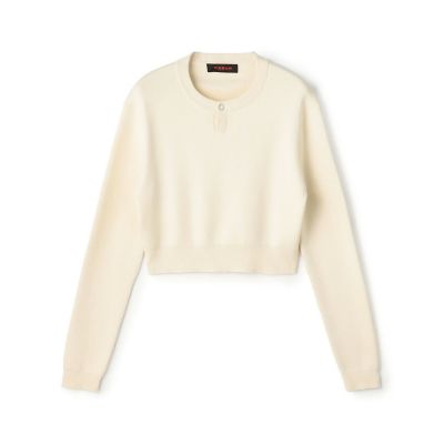 ＜CABaN＞コットンカシミヤ　ヘンリーネッククロップドプルーバー