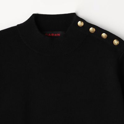 コットンカシミヤ モックネックゴールドボタンプルオーバー | CABaN