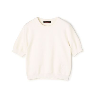 ＜CABaN＞コットンカシミヤ　クルーネックハーフスリーブプルオーバー