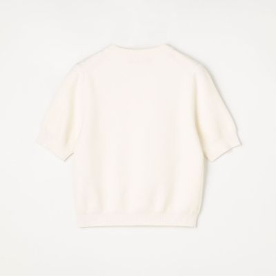 コットンカシミヤ クルーネックハーフスリーブプルオーバー | CABaN