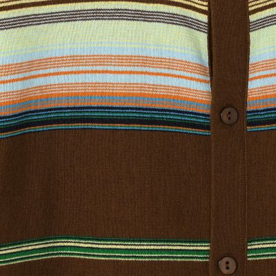 コットンカシミヤマルチボーダー クルーネックカーディガン | CABaN