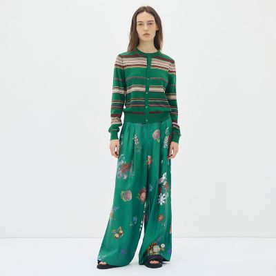 コットンカシミヤマルチボーダー クルーネックカーディガン | CABaN