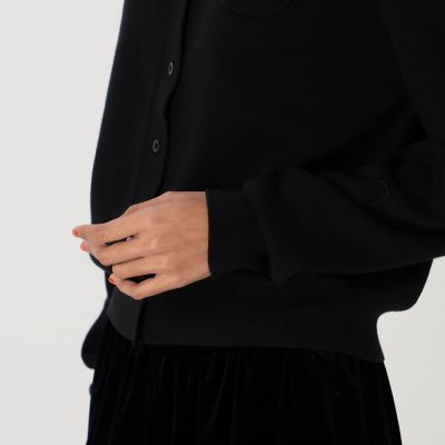 コットンカシミヤ　クルーネックカーディガン
