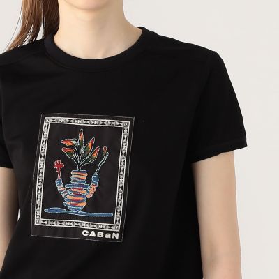 【キャバン】CABaN アフリカンエンブロイダリーTシャツ　白　Sサイズ CABaN スビンコットン アフリカンエンブロイダリーTシャツ
