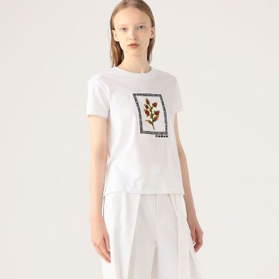 ＣＡＢａＮ　スビンコットン　ビンテージフラワーエンブロイダリーＴシャツ