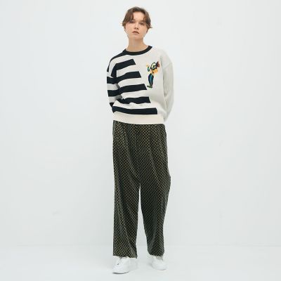 ＣＡＢａＮ　ジオメトリックベルベット　２タックワイドパンツ