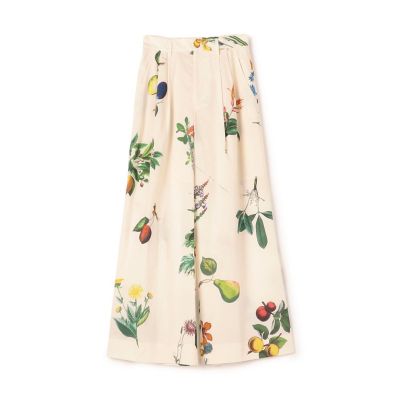 ＣＡＢａＮ　コットン　Ｇｒｅｅｎ　Ｓｈｏｗｅｒプリント　２タックワイドパンツ